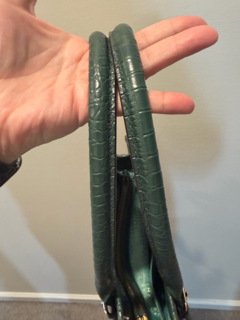 kate spade Green Croc-Embossed Tote with Gold Hardware - Picture 6 of 9
